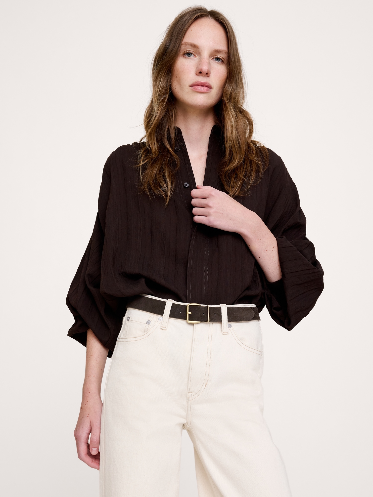 Женский ремень Banana Republic Classic Belt, цвет: Шоколадный коричневый замшевый — фото 2