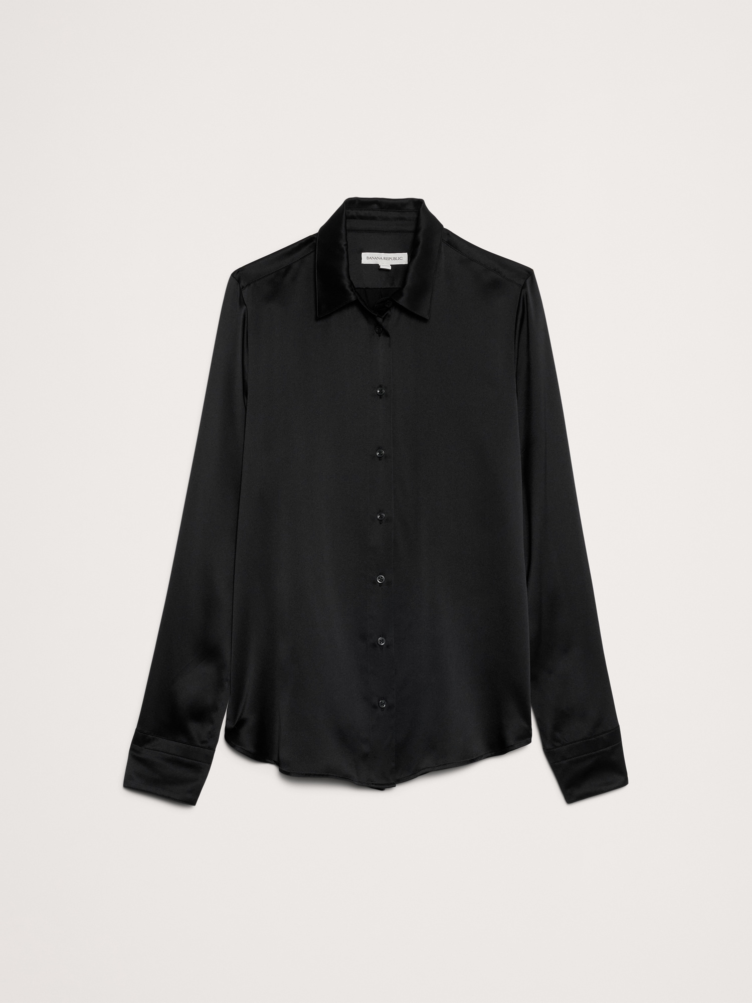 Женская рубашка Banana Republic The Everyday Silk, цвет: Чёрный — фото 4