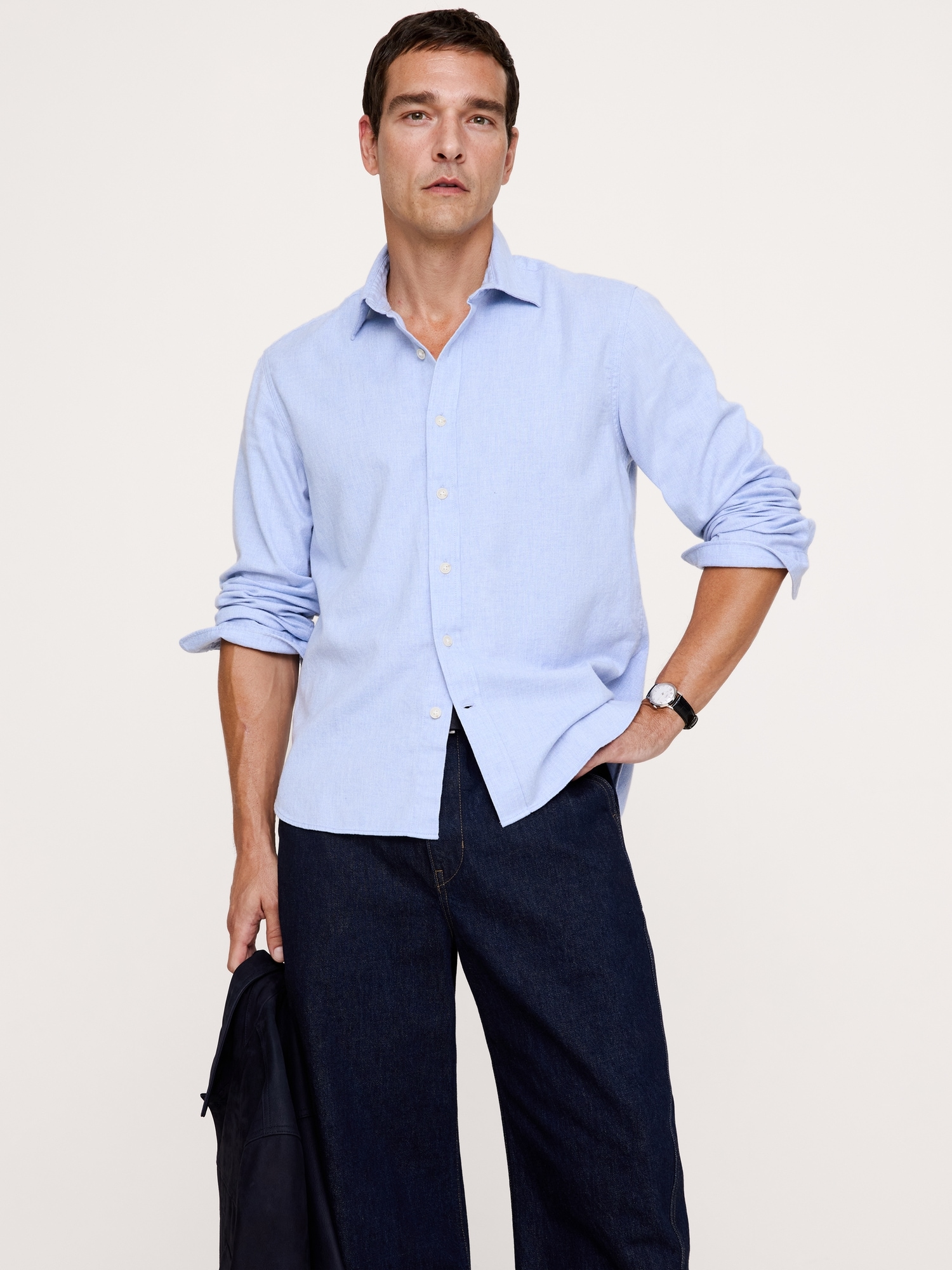Standard-Fit Lightweight Brushed Flannel Shirt - thumbnail 3