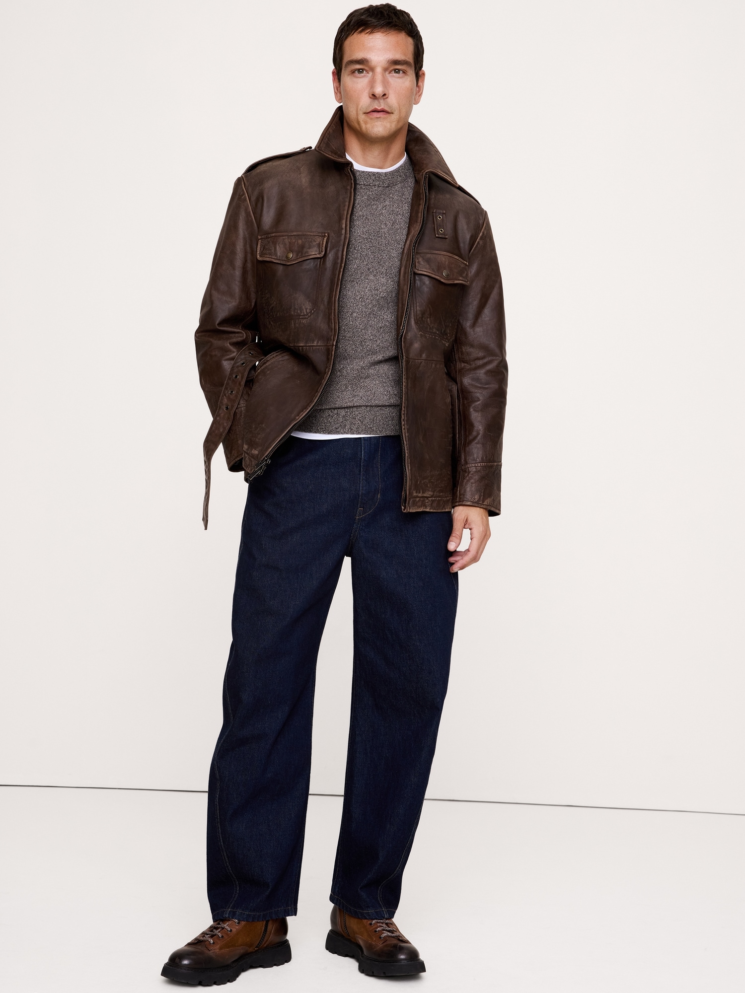 Zip Front Leather Jacket | Banana Republic