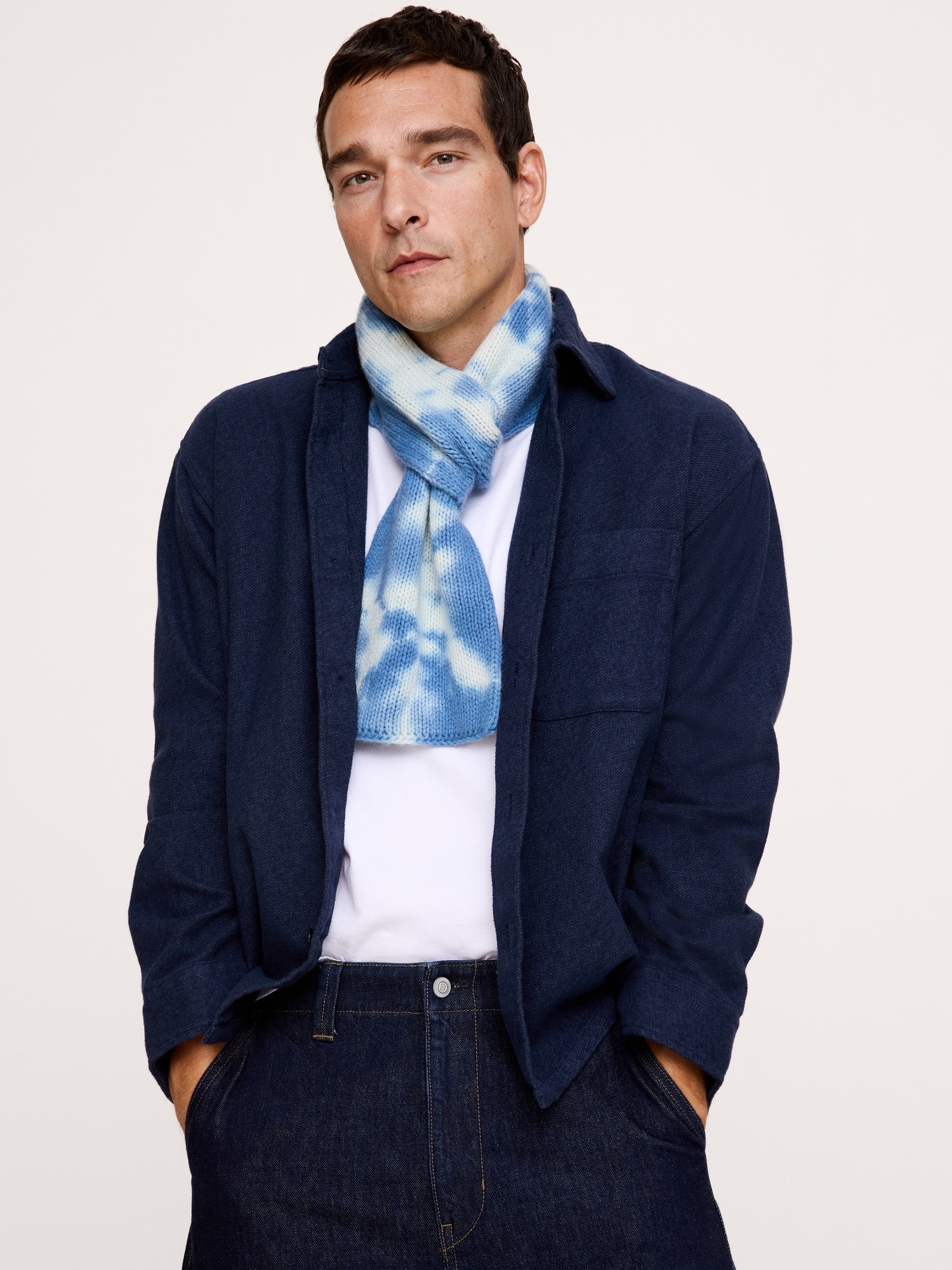 Мужской шарф RoToTo Tie Dye, цвет: Индиго синий — фото 2