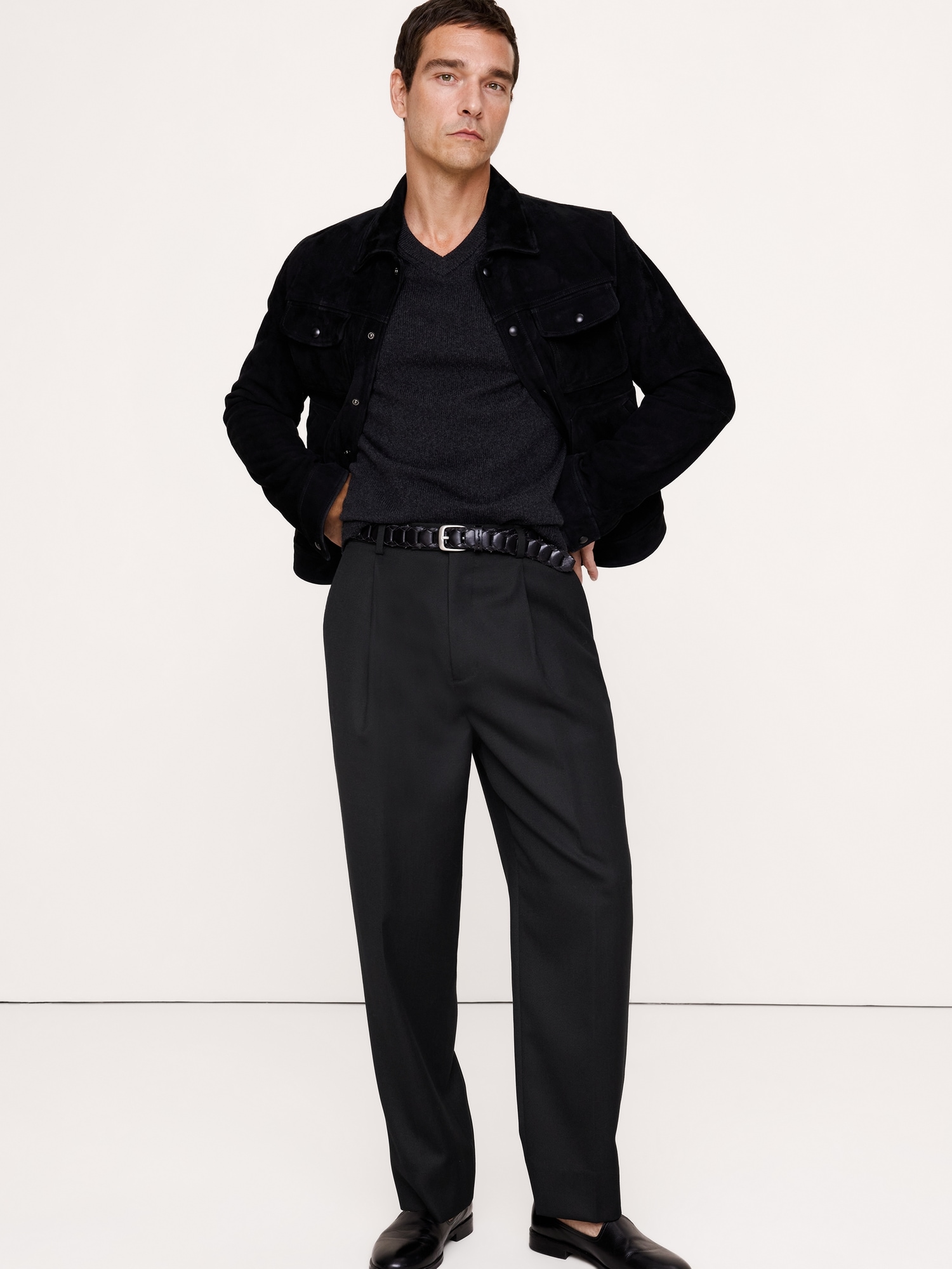 Loose Pleated Twill Suit Pant - thumbnail 4