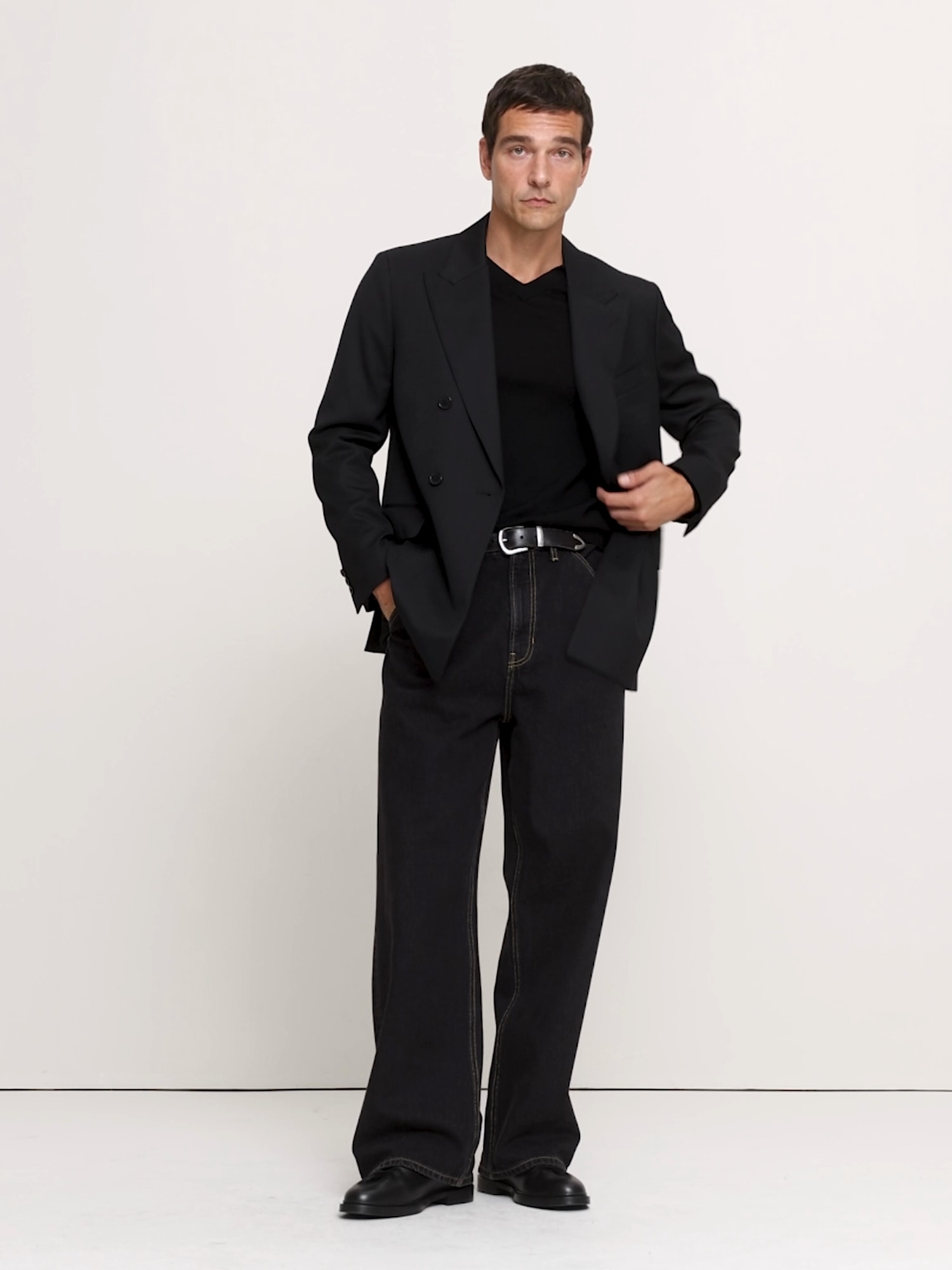 Double-Breasted Twill Suit Jacket - thumbnail 8