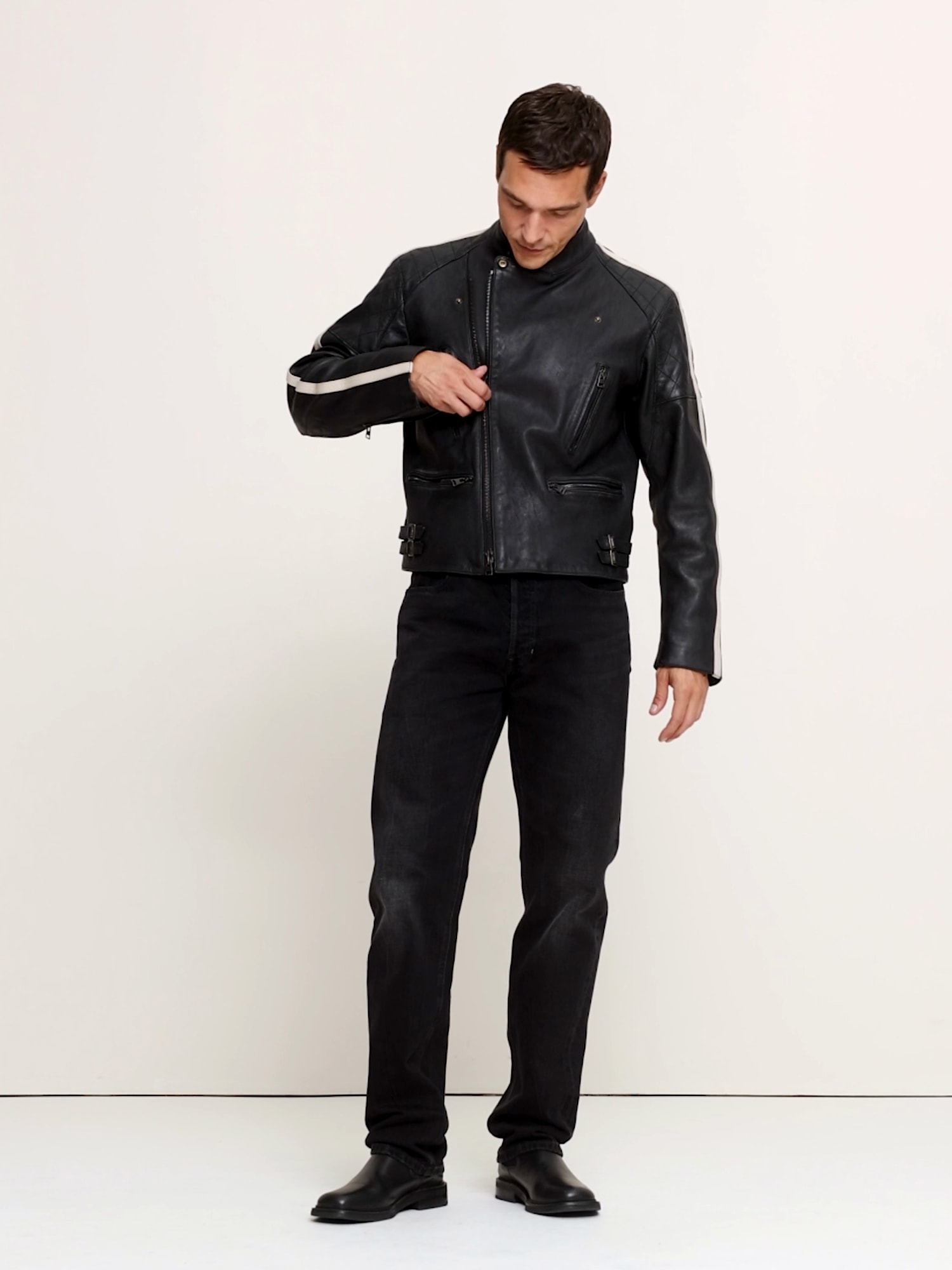 Classic Leather Biker Jacket - thumbnail 8