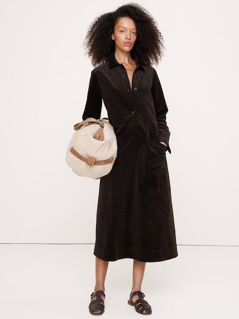 Corduroy Pocket Shirt Dress
