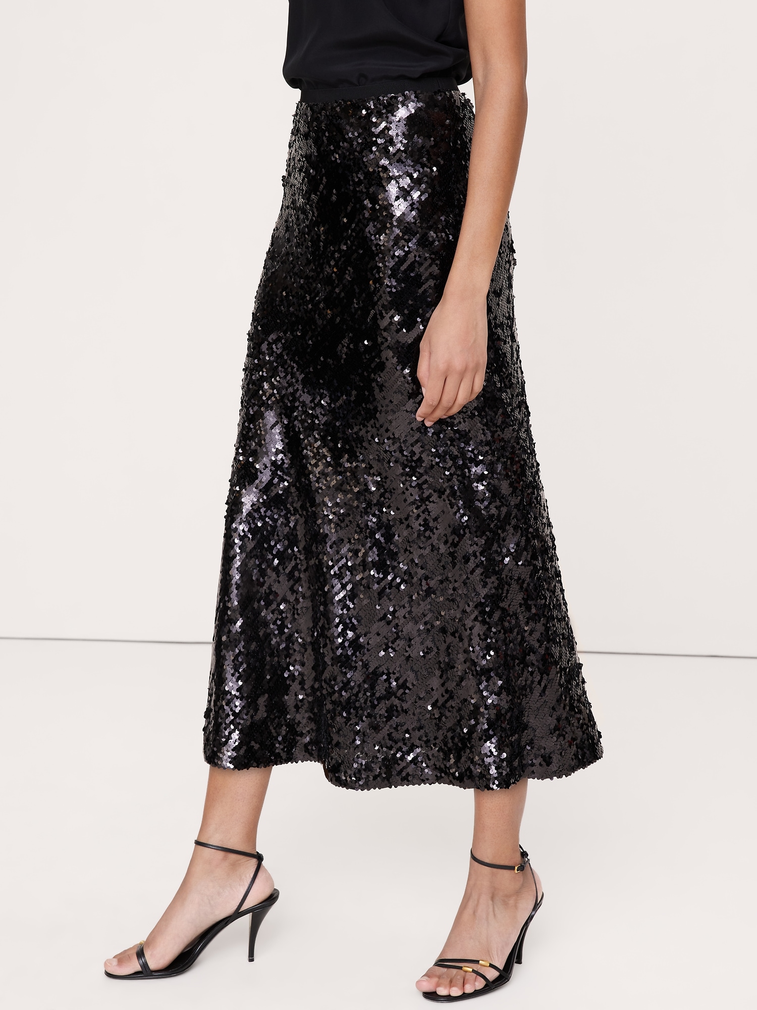 Bias-Cut Sequin Maxi Skirt