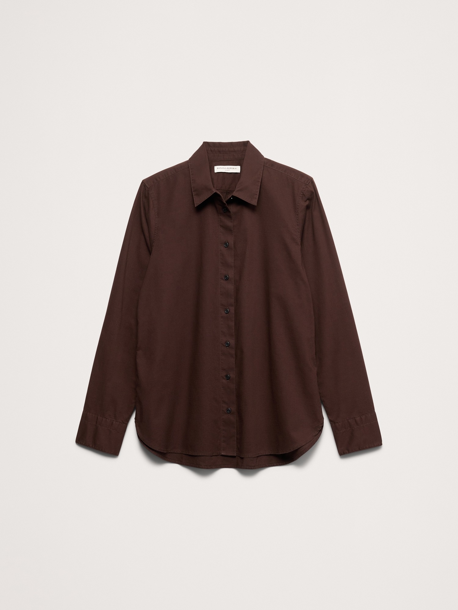 Женская рубашка Banana Republic The Everyday Shirt in Breezy-Cotton, цвет: Шоколадный коричневый — фото 4