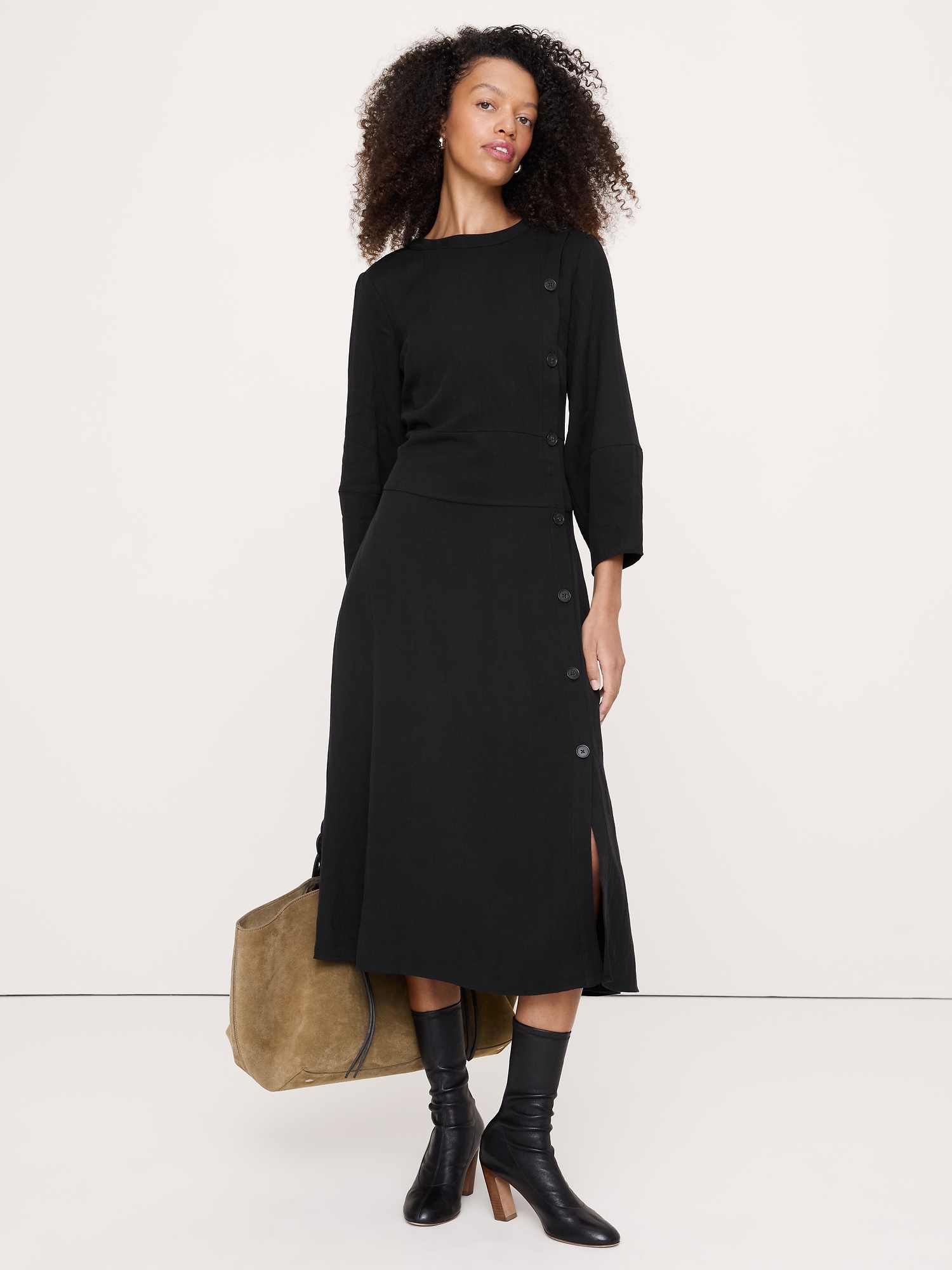 banana republic black midi dress Drapey Twill Button Shorter inseams Neckline_Strapless Straight Neck A Line Princess Mother Taille:S - Prêt à expédier