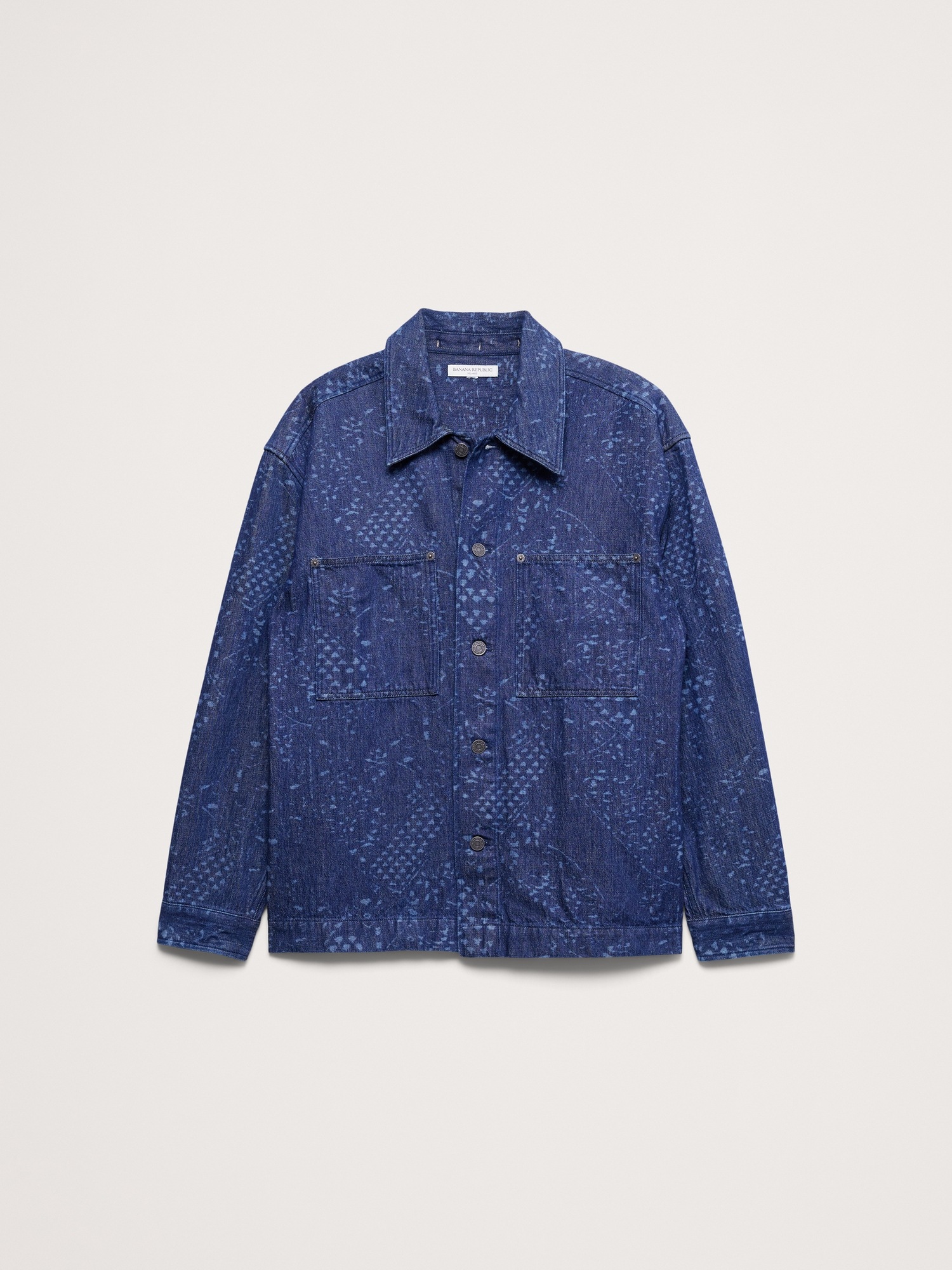 Мужская рубашка Banana Republic Relaxed-Fit Italian Printed Denim Overshirt, цвет: Тёмный индиго синий — фото 4
