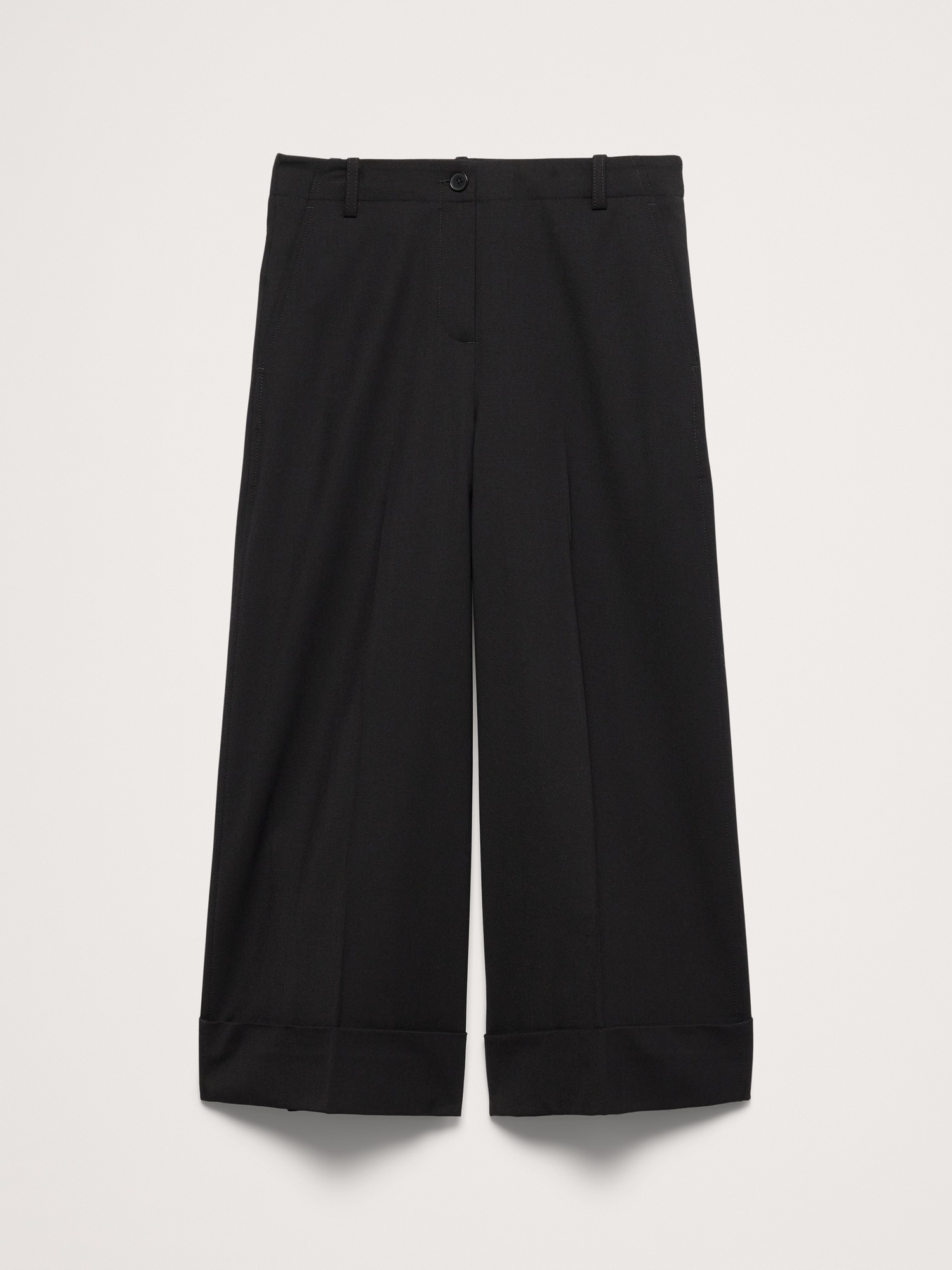 Женские брюки Banana Republic High-Rise Wool-Blend Culotte, цвет: Чёрный — фото 4