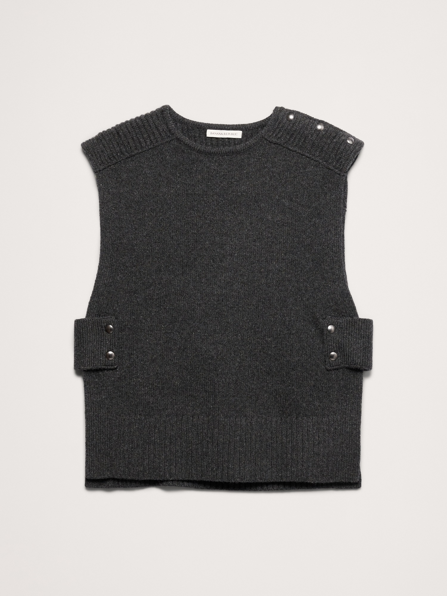 Женский жилет Banana Republic Wool-Cashmere Side-Snap Sweater Vest, цвет: Меланжевый угольный серый — фото 4