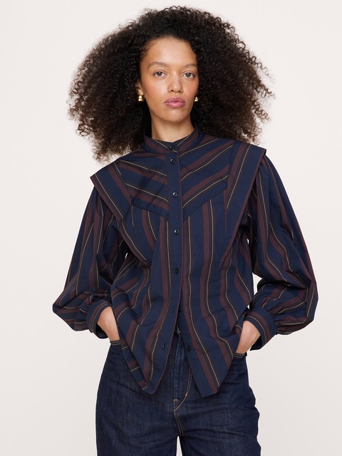 Cotton Layered-Collar Shirt