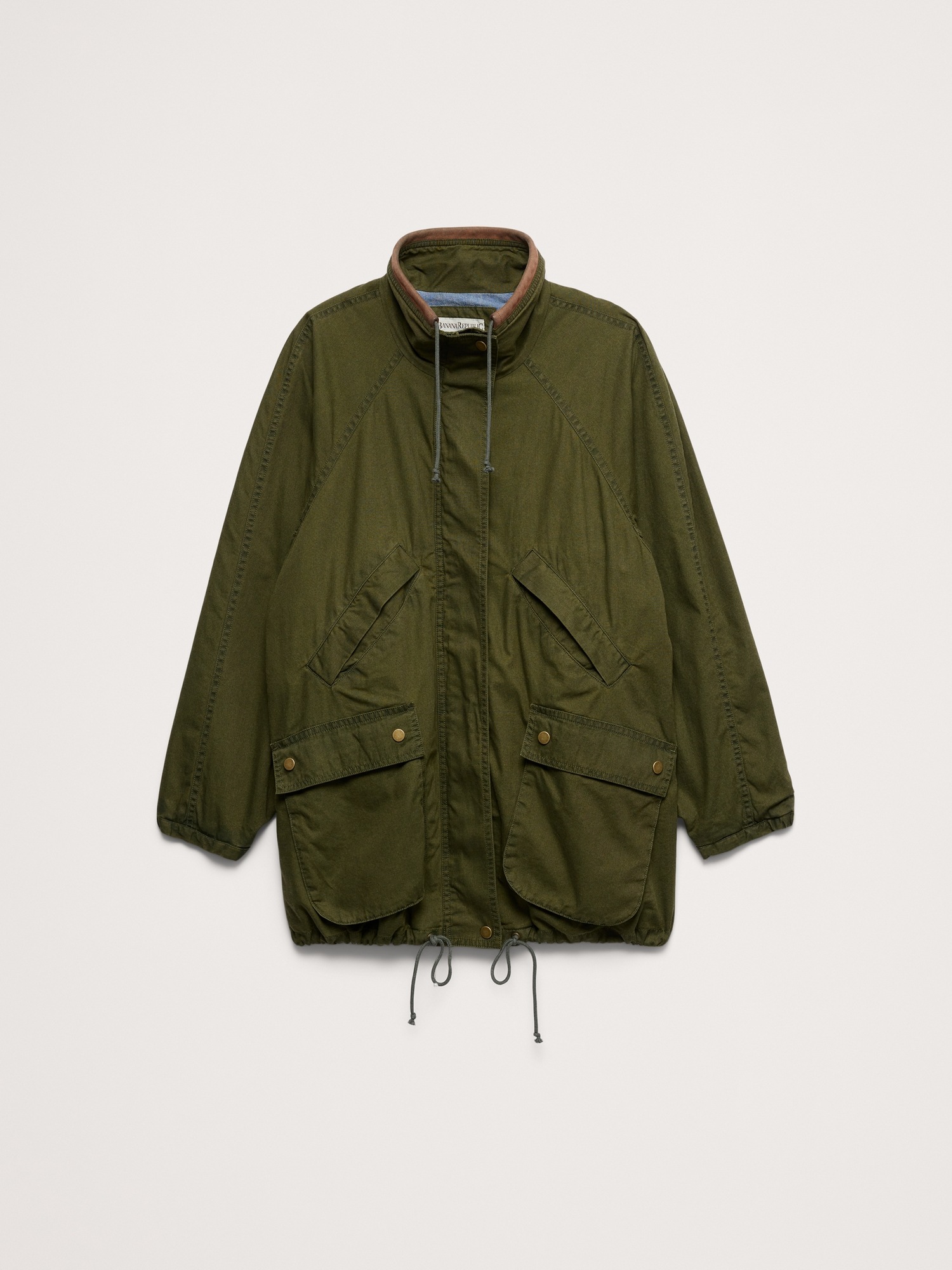 Женская куртка Banana Republic Archive Reissue Cotton Utility, цвет: Оливковый зелёный — фото 4