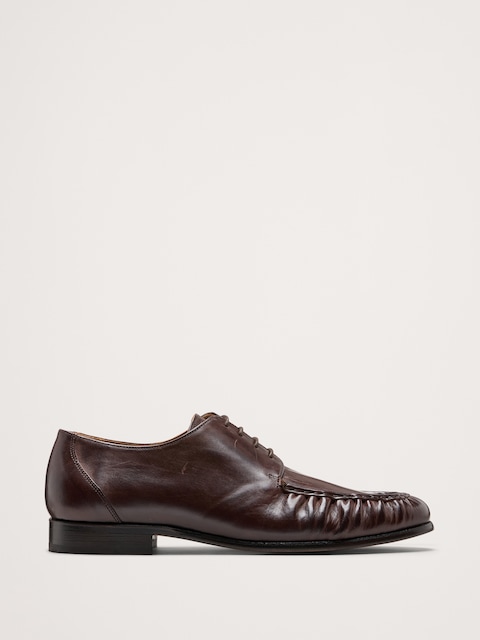 Italian Leather Moc-Toe Derby Loafer