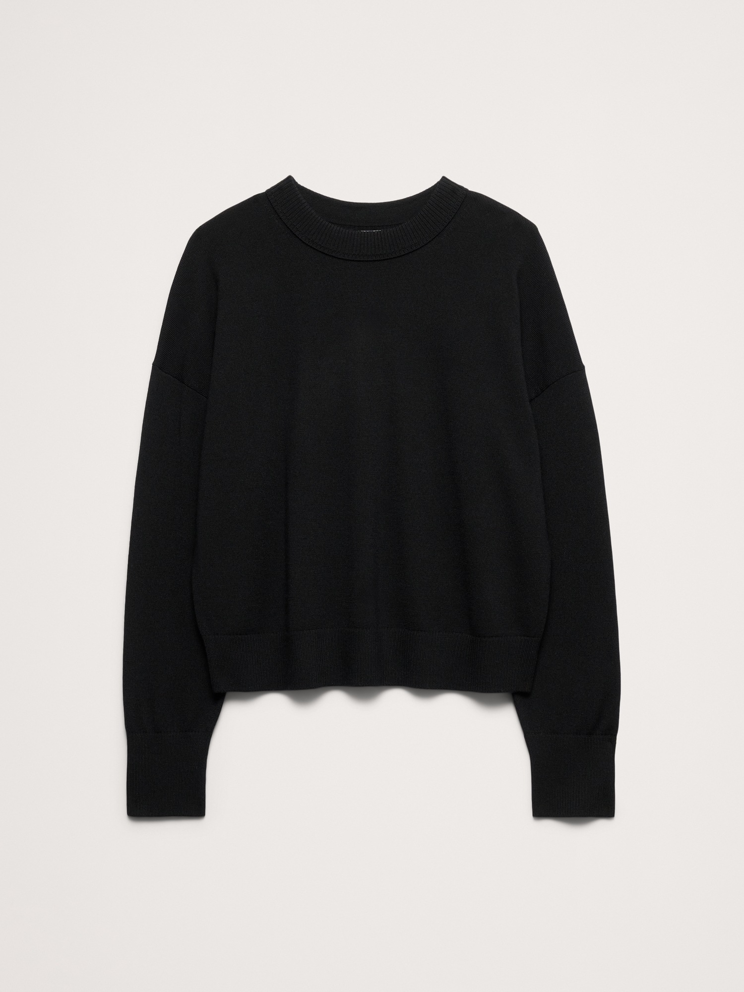 Женский свитер Banana Republic Merino Crew-Neck, цвет: Чёрный — фото 4