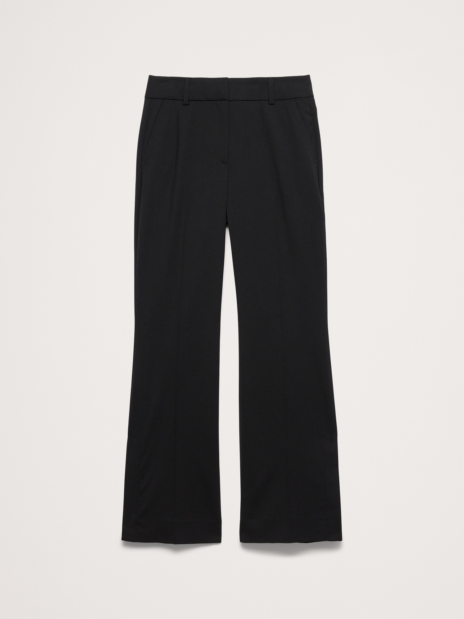 High-Rise Flare Italian Lightweight Wool Pant with Side Slit