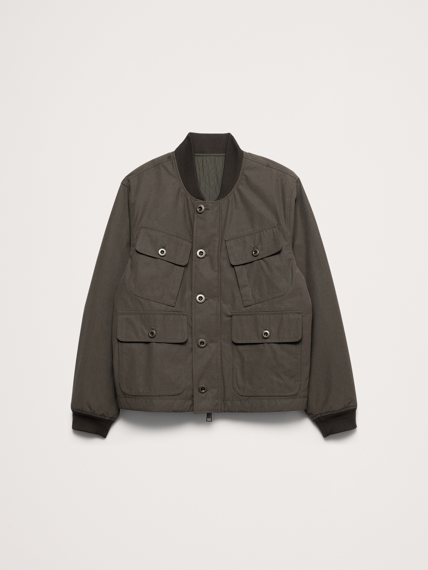Herringbone Reversible Quilted Bomber Jacket - thumbnail 4