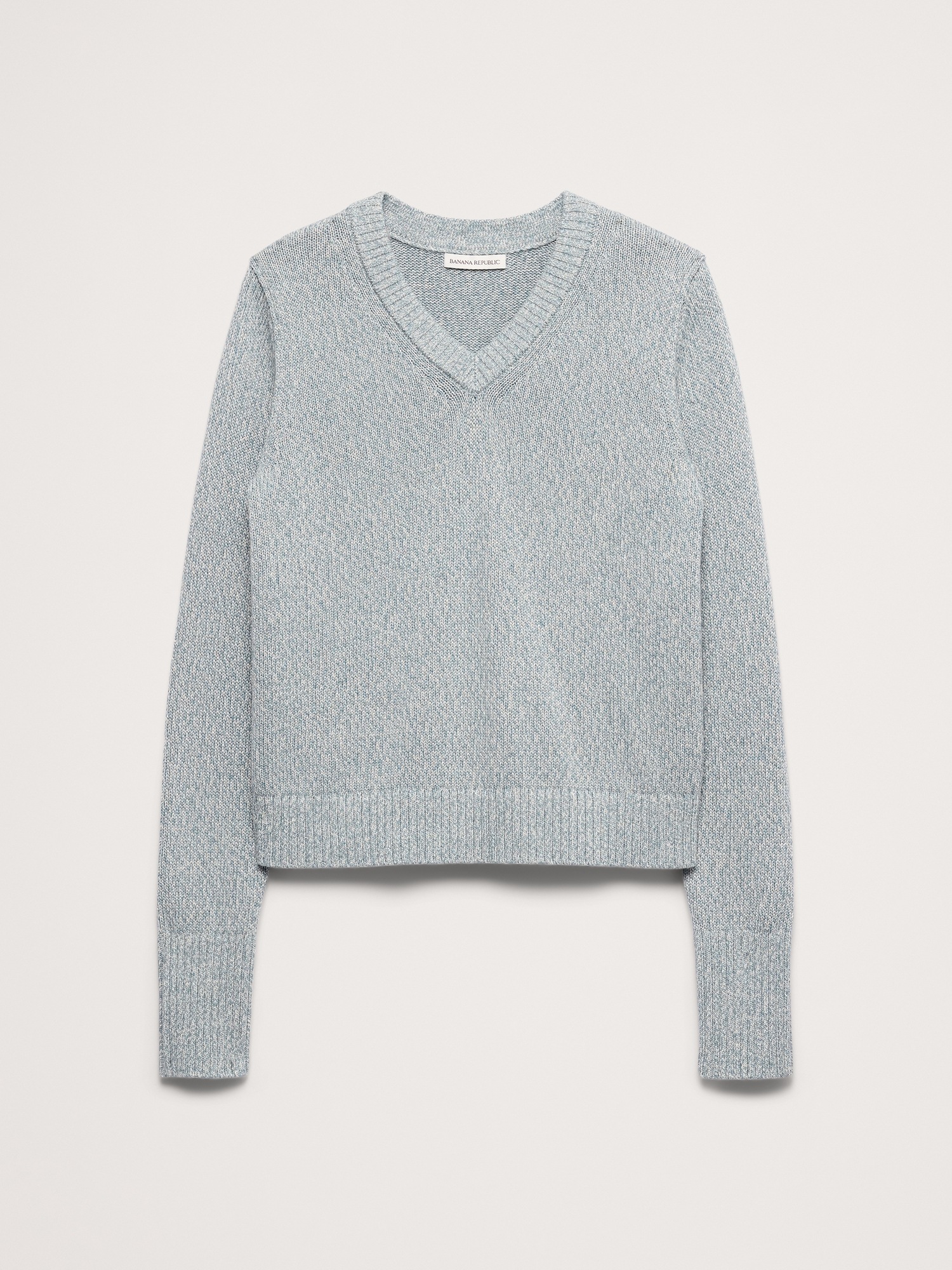Женский свитер Banana Republic Larkspur Cotton-Silk V-Neck, цвет: Синий меланжевый — фото 2