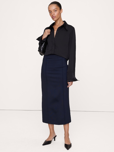 Ponte Pintuck Pencil Skirt