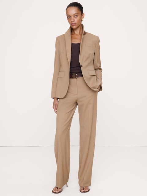 Ultra High-Rise Modern Straight Italian Lightweight Wool Pant