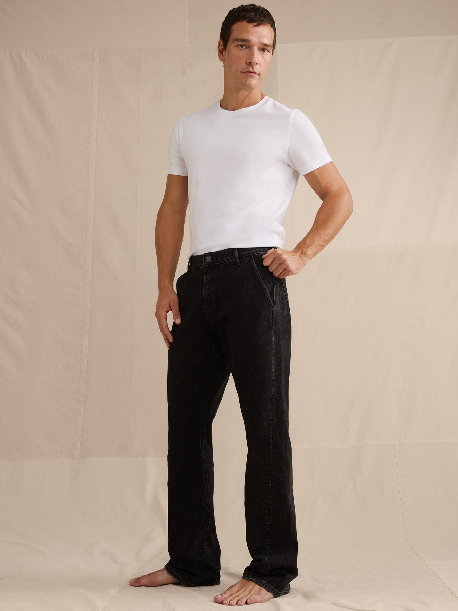 Мужские джинсы Banana Republic Straight Utility Jean, цвет: Чёрный — фото 4
