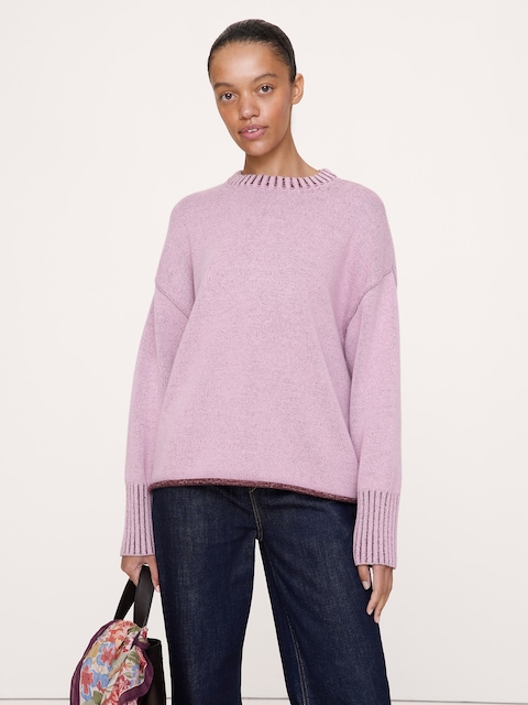Oversized Merino-Cotton Crew-Neck Sweater