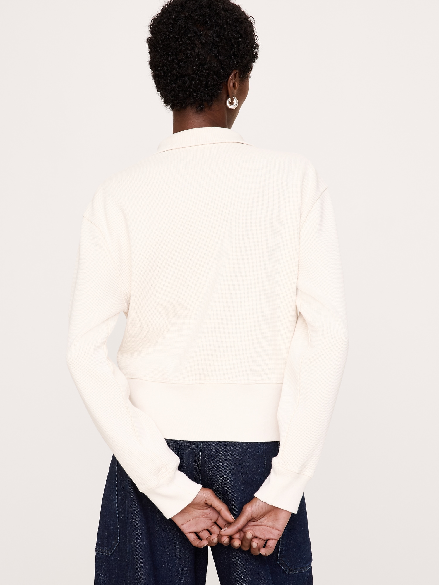 Cotton Waffle-Knit Cardigan Sweater
