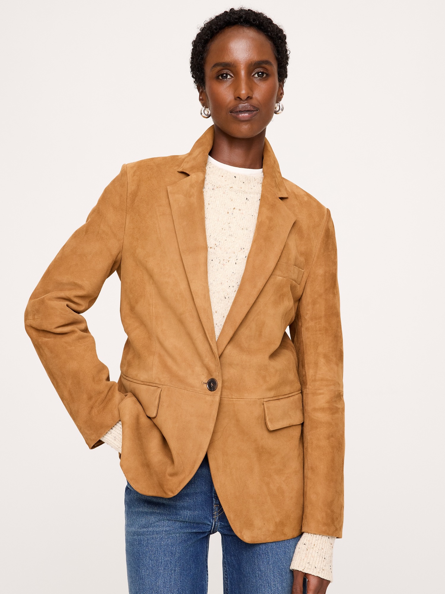 Женский пиджак Banana Republic Suede Blazer, цвет: Золотой каштановый — фото 3
