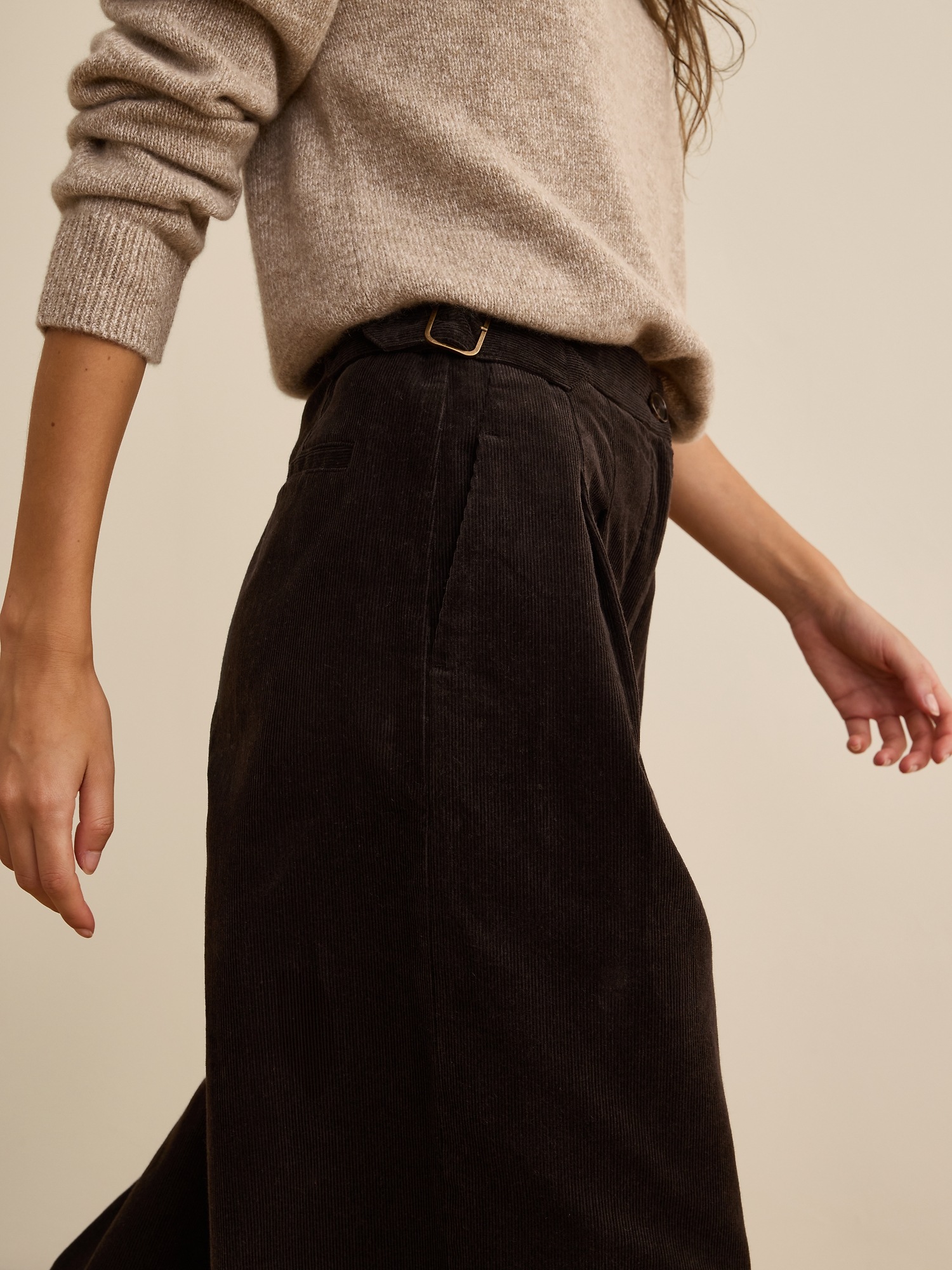 Женские брюки Banana Republic x La Ligne The Wide-Leg Cotton Corduroy Pant, цвет: Коричневый — фото 3