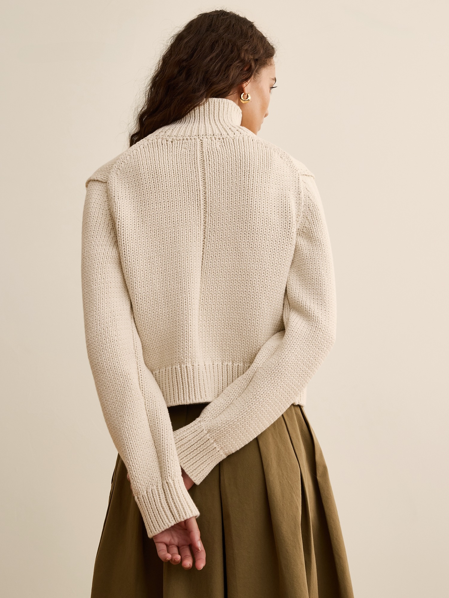Женский кардиган Banana Republic x La Ligne The Cropped Cotton, цвет: Кремовый белый — фото 2