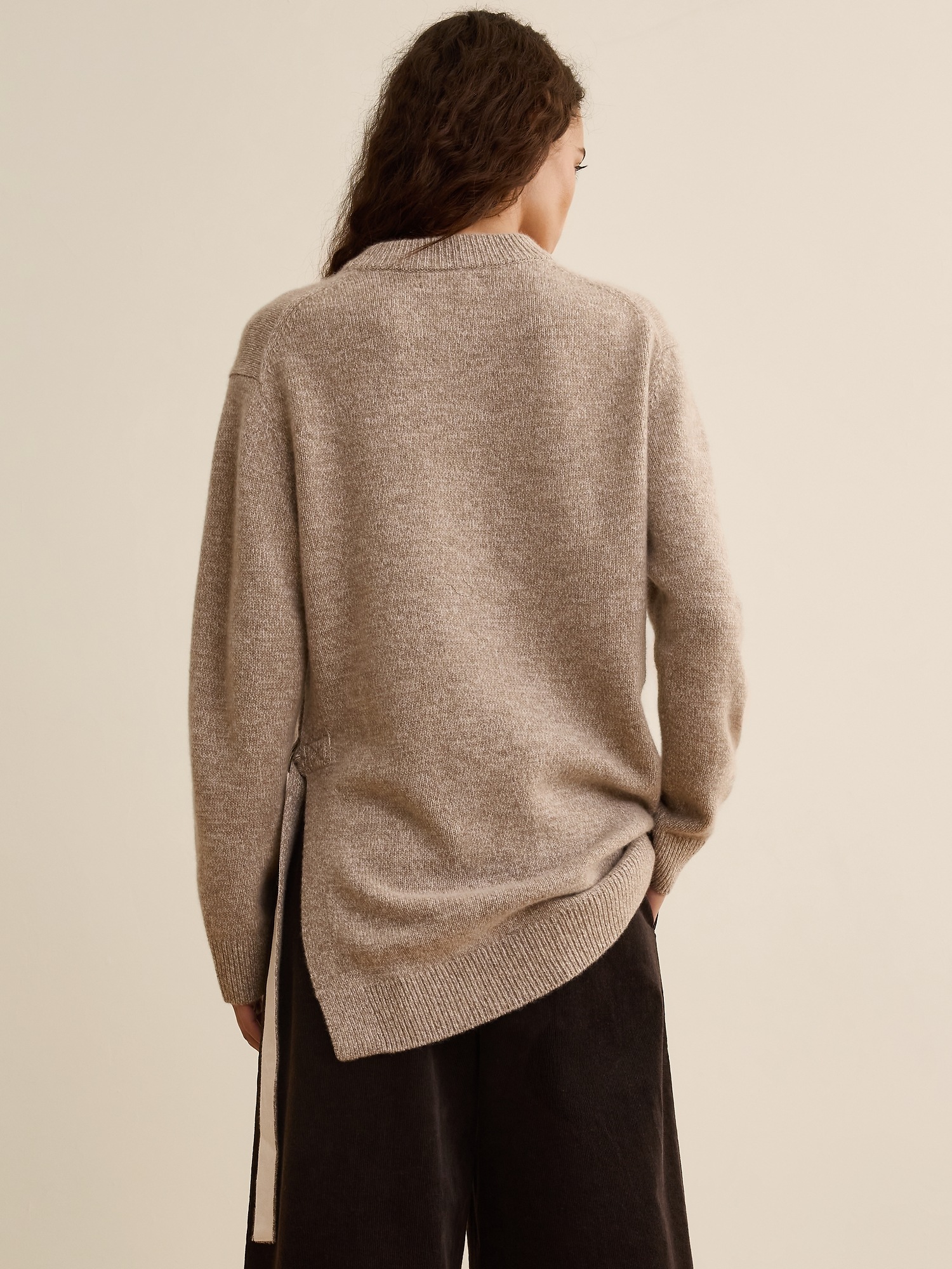 Женский свитер Banana Republic x La Ligne The Cashmere Utility, цвет: Овсяный меланжевый — фото 2