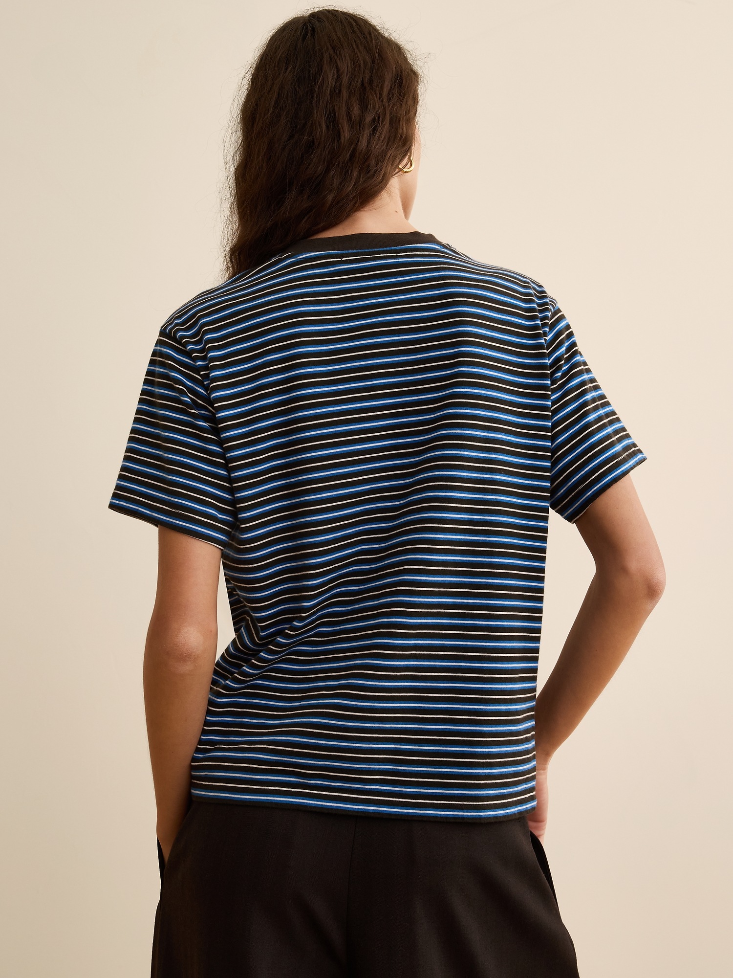 Женская футболка Banana Republic x La Ligne The Boxy Cotton, цвет: Синий полосатый — фото 2