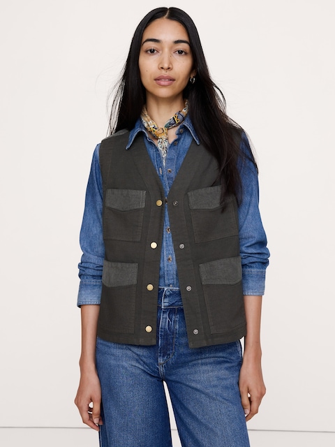 Stretch-Cotton Utility Vest