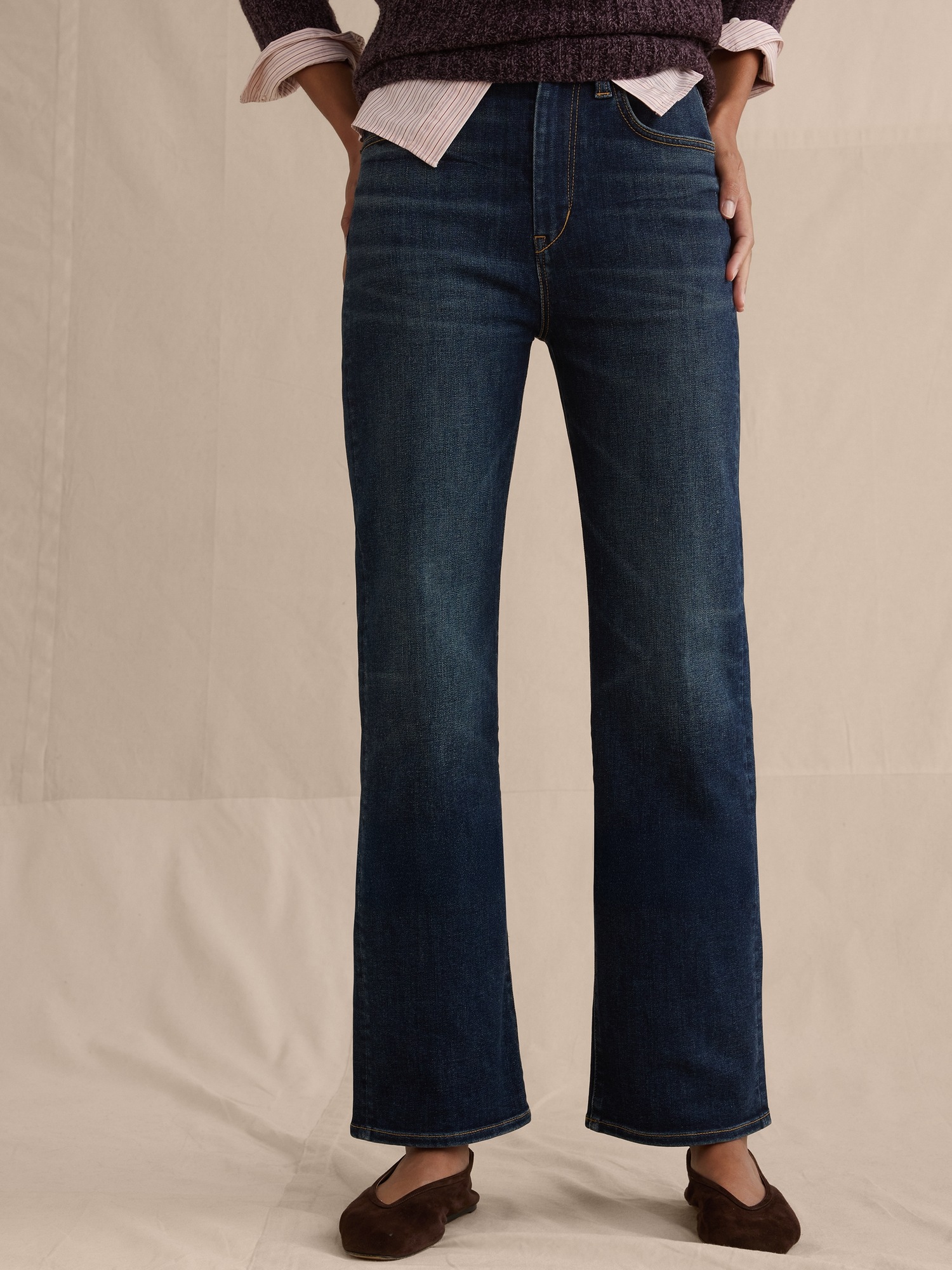 Женские джинсы Banana Republic High-Rise Kick-Flare Jean, цвет: Тёмная варка — фото 3