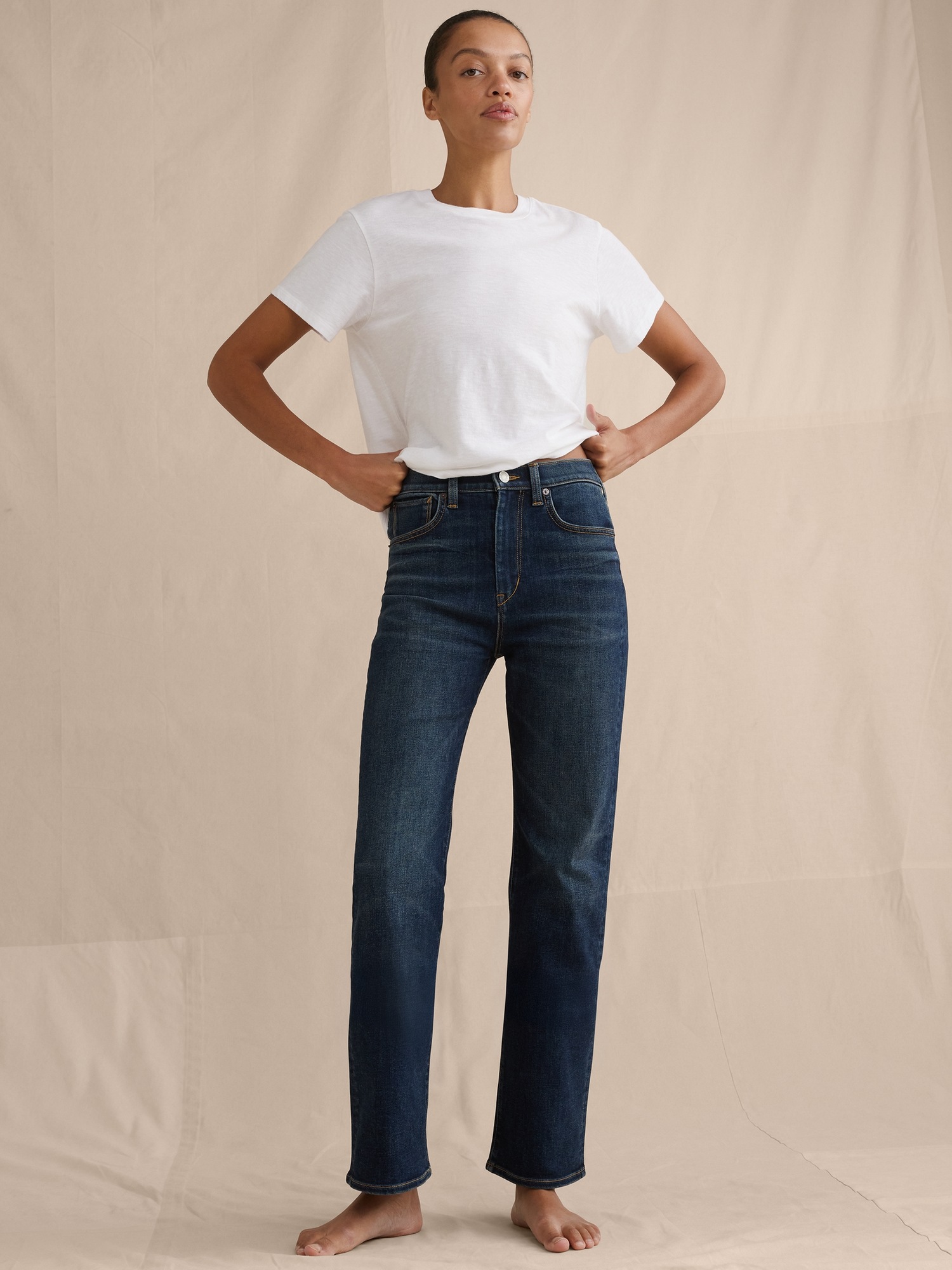 Женские джинсы Banana Republic High-Rise Kick-Flare Jean, цвет: Тёмная варка — фото 4