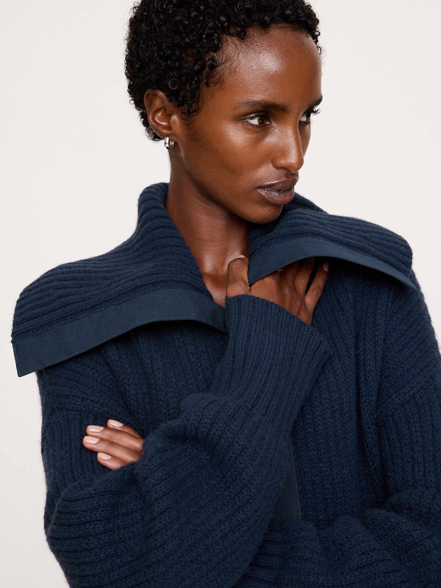 Женский кардиган Banana Republic Oversized Merino-Cotton Sailor, цвет: Тёмно-синий — фото 2