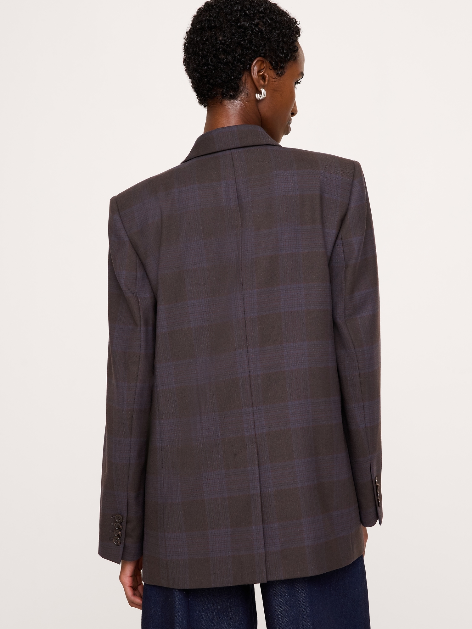 Женский пиджак Banana Republic Relaxed Wool-Blend Blazer, цвет: Фиолетовый клетчатый — фото 2