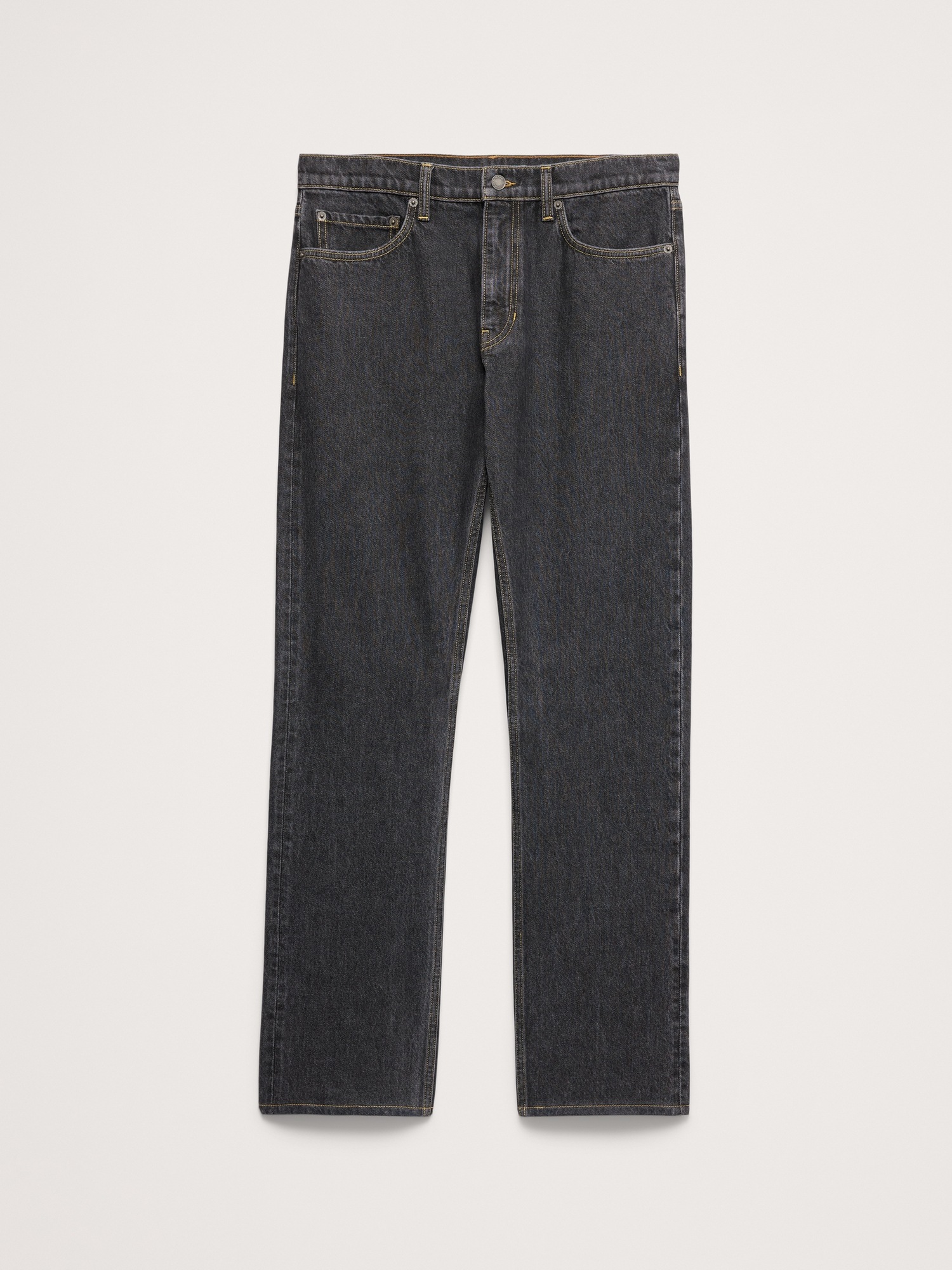 Мужские джинсы Banana Republic Straight Authentic Jean, цвет: Чёрный варёный — фото 5