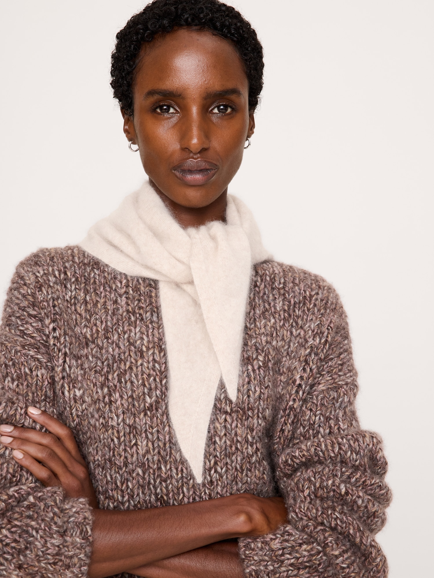 Brushed Wool-Cashmere Triangle Scarf - thumbnail 2