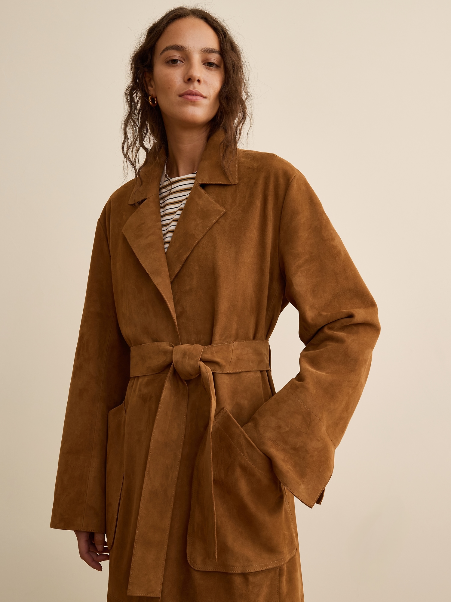 Banana Republic x La Ligne  The Suede Wrap Coat