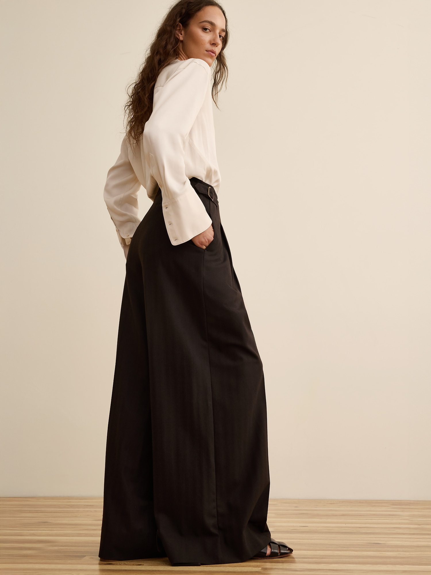 Женские брюки Banana Republic x La Ligne The Wide-Leg Pant, цвет: Коричневый — фото 3