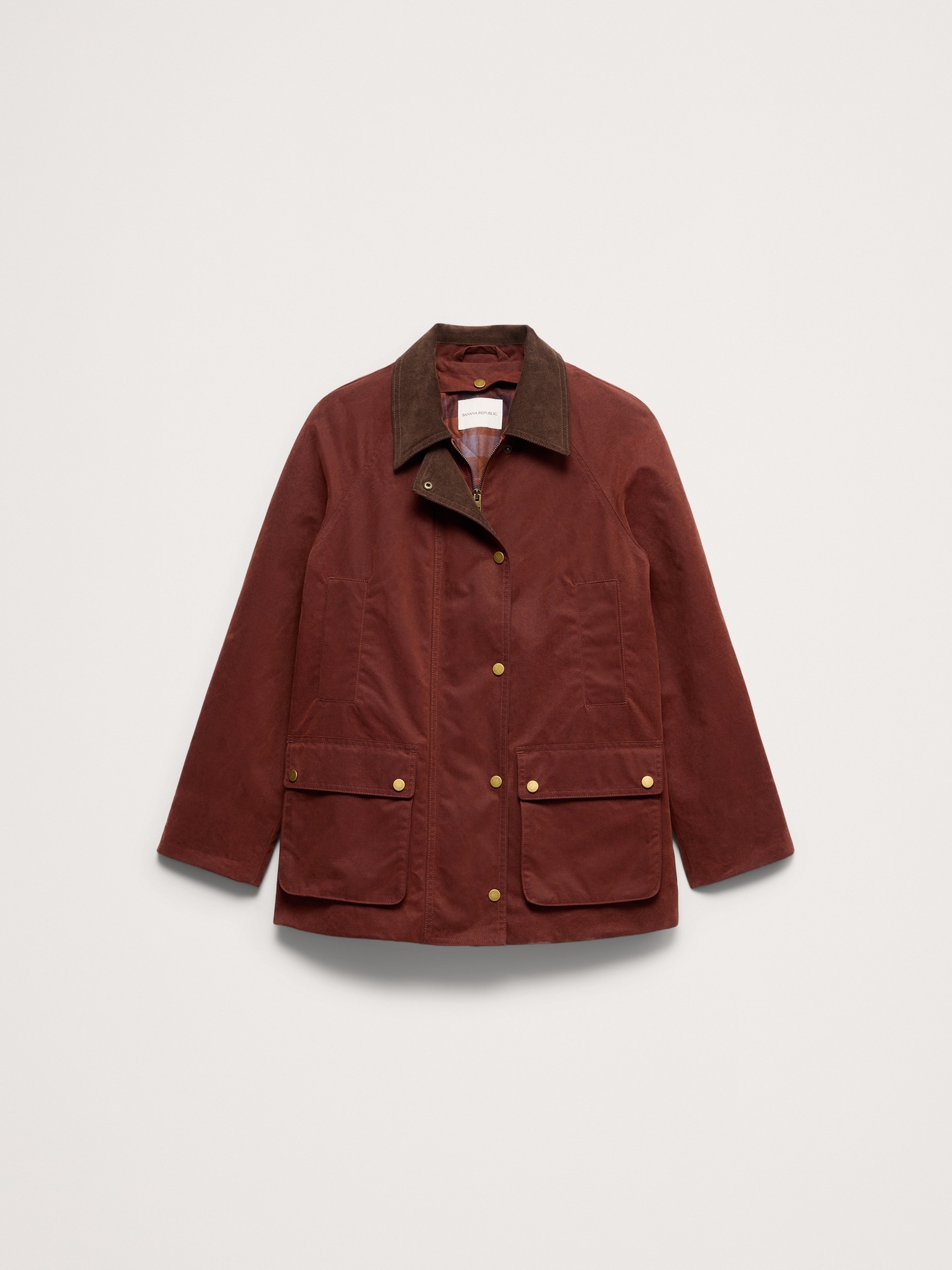 Женская куртка Banana Republic Archive Reissue Waxed Cotton Utility, цвет: Карамельный коричневый — фото 4