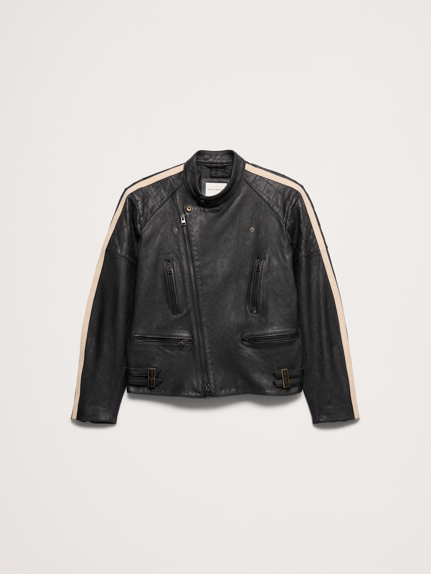 Classic Leather Biker Jacket - thumbnail 4