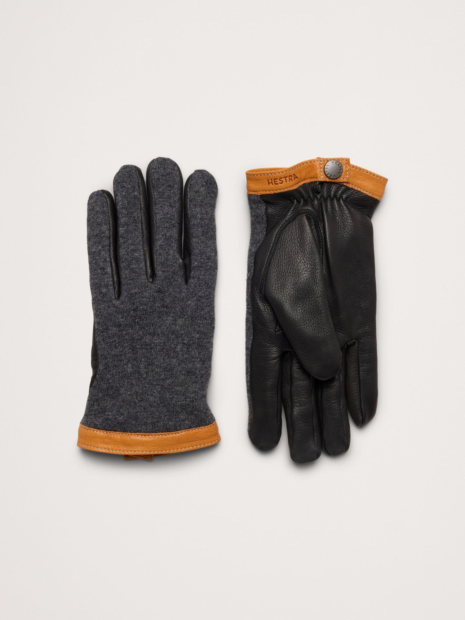 Мужские перчатки Banana Republic Deerskin Leather & Wool Tricot Gloves by Hestra, цвет: Угольный серый