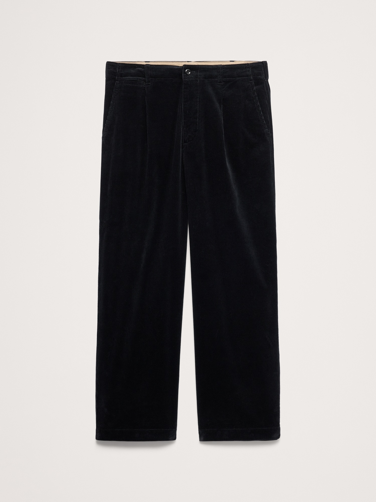 Мужские брюки Banana Republic Loose Pleated Corduroy Pant, цвет: Чёрный — фото 4