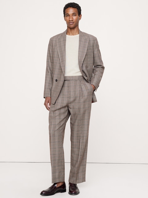 Loose Italian Wool Pleated Suit Pant
