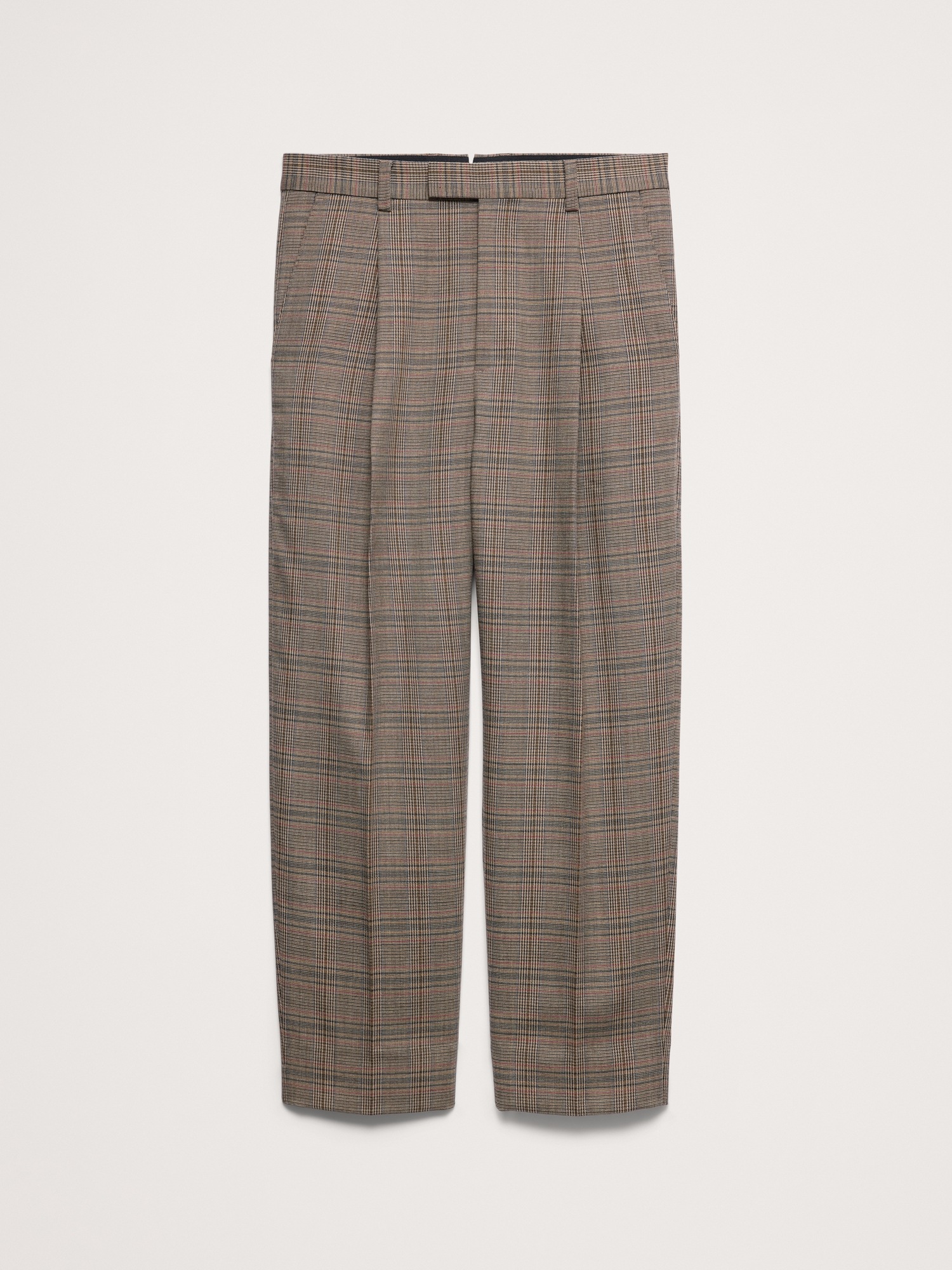 Мужские брюки Banana Republic Loose Italian Wool Pleated Suit Pant, цвет: Коричневый клетчатый — фото 4