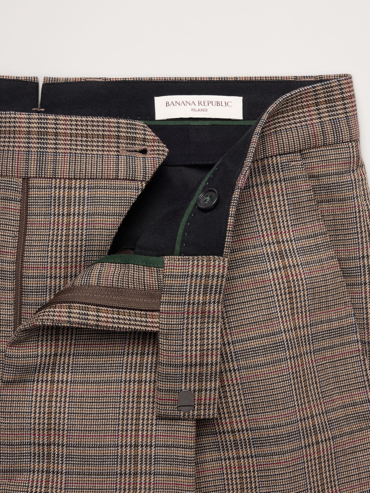 Мужские брюки Banana Republic Loose Italian Wool Pleated Suit Pant, цвет: Коричневый клетчатый — фото 6