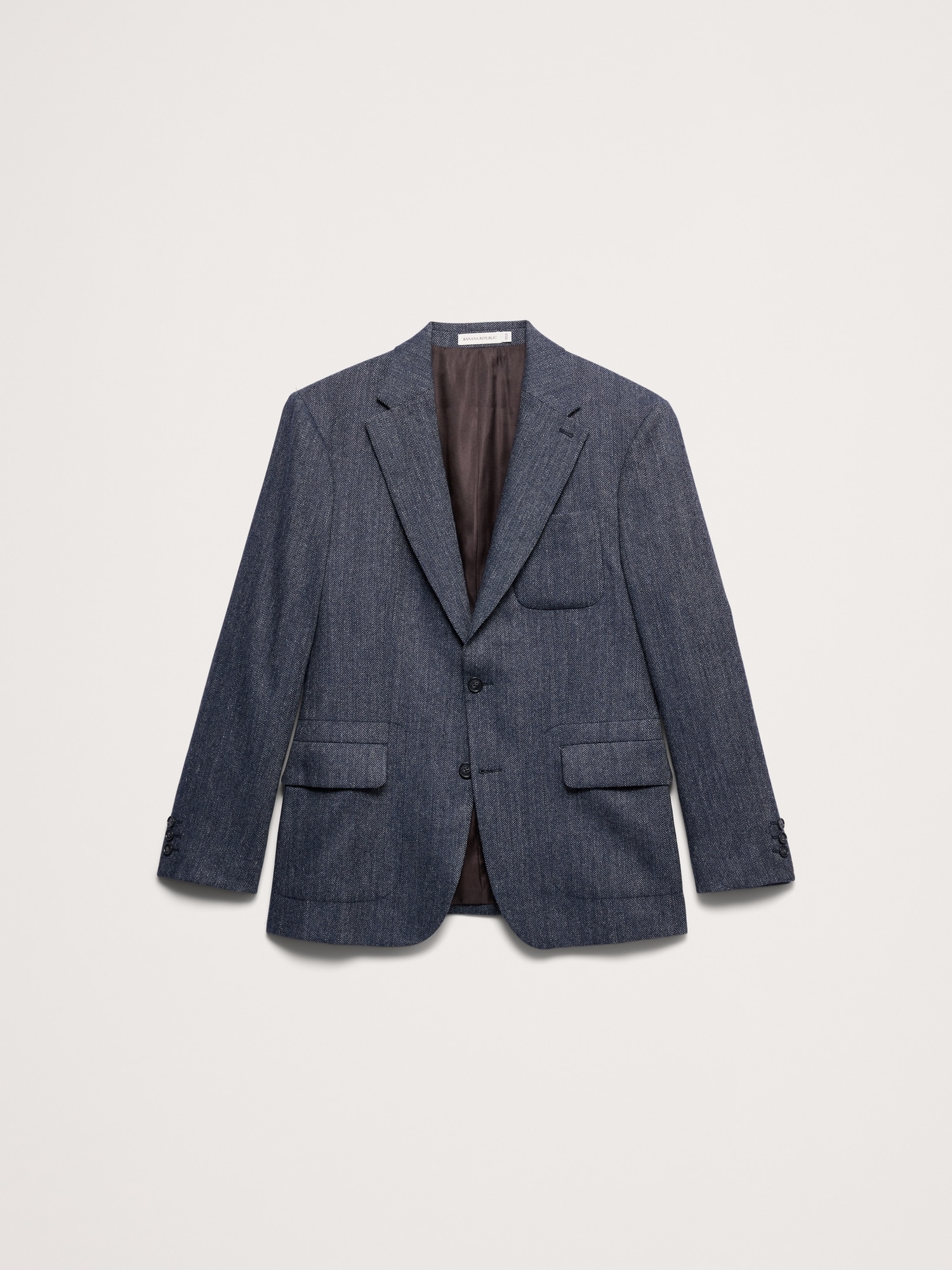 Tailored Slim Italian Herringbone Suit Jacket - thumbnail 4