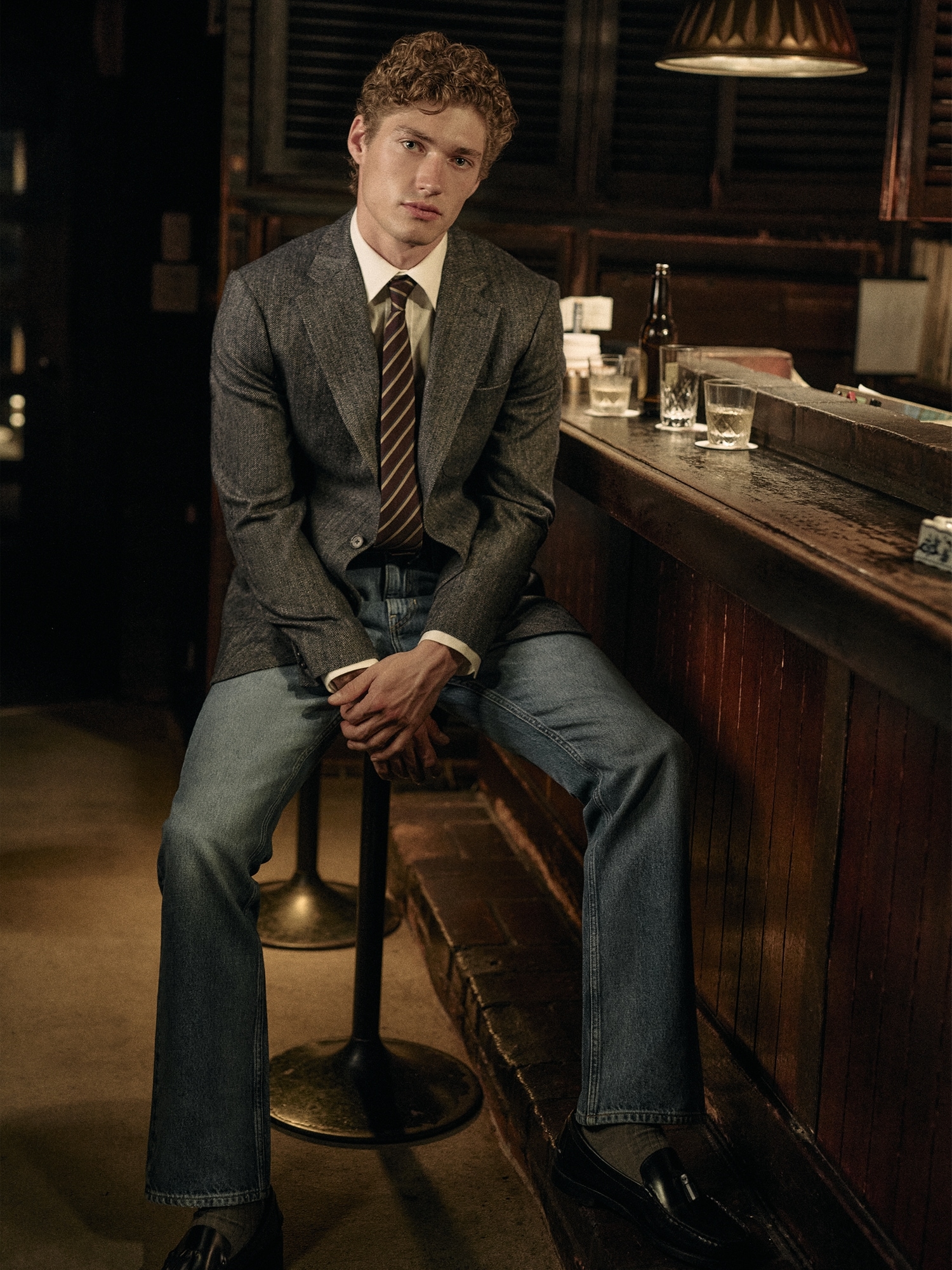Tailored Slim Italian Herringbone Suit Jacket